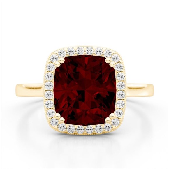 NEW Garnet & Micro Pave Diamond Ring Size 6.5